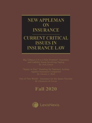 cover image of New Appleman on Insurance: Current Critical Issues in Insurance Law